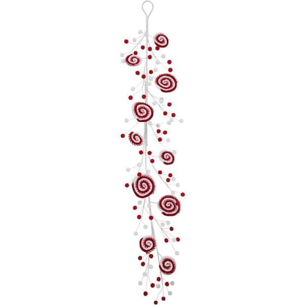 30 in. Candy Cane Swirls and Pom Poms Christmas Garland - 2 ft. Length - Unlit