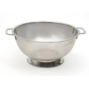 5 qt. Stainless Steel Colander Covered from Top to Bottom by Precision Pierced Holes Easy to Use and Clean with Handle