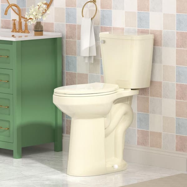 12 in. 2-Piece 1.28 GPF Single Flush Elongated Toilet in Beige Seat Included