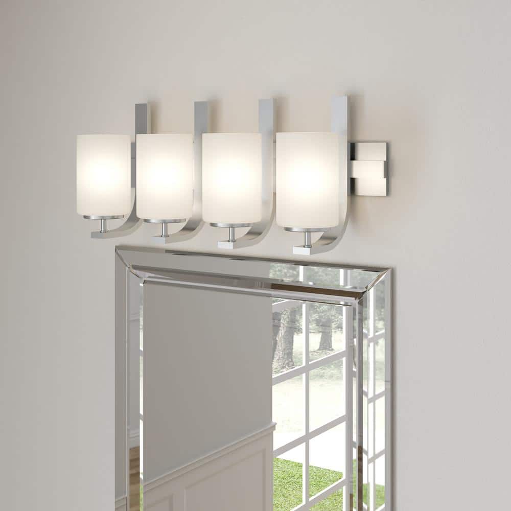 Elegant 4-Light Brushed Nickel Vanity with Frosted Glass Shades