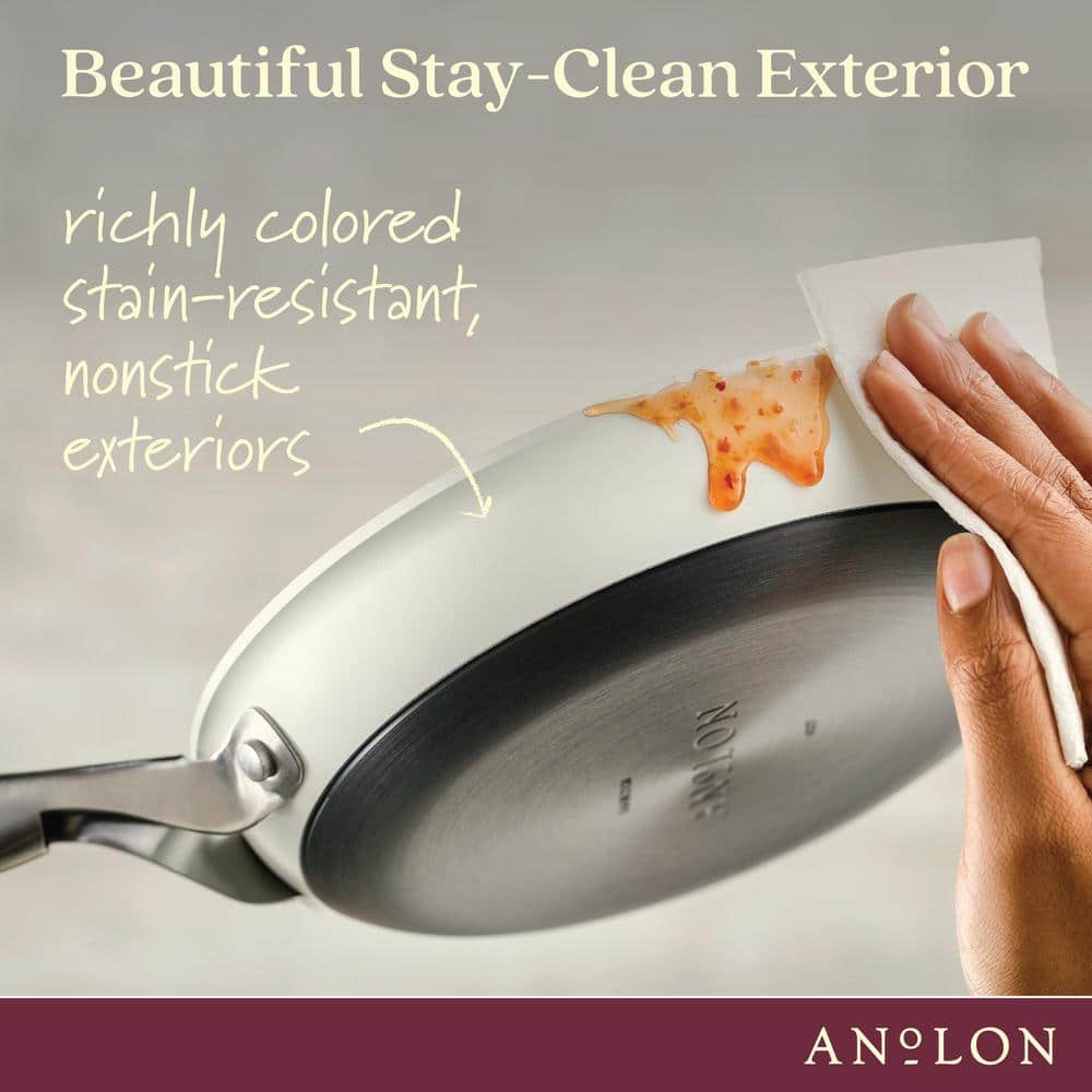 Cream Aluminum Nonstick 10-Piece Cookware Set with Glass Lids