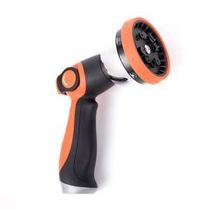 10-Pattern Orange Thumb Control Metal Garden Hose Sprayer Nozzle