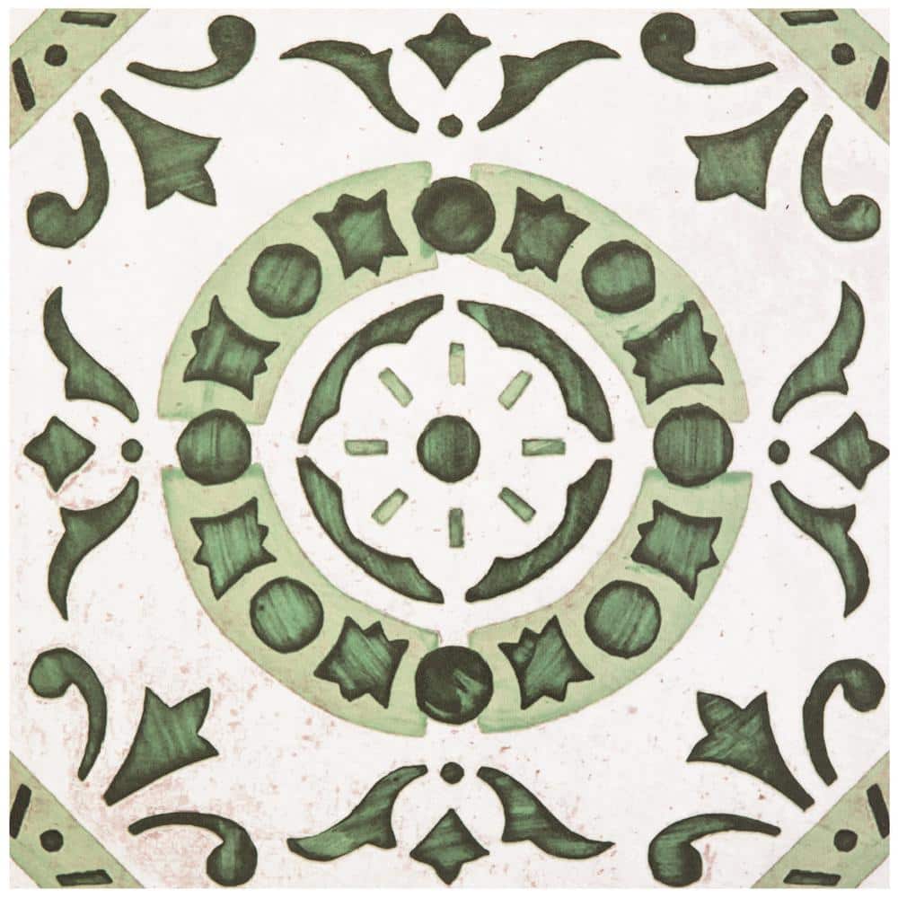ACHIM Retro Green Medallion 12 in. x 12 in. SelfAdhesive Vinyl Floor