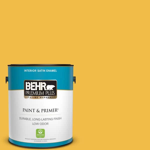 BEHR PREMIUM PLUS 1 gal. #P280-6 Bling Bling Satin Enamel Low Odor Interior Paint & Primer