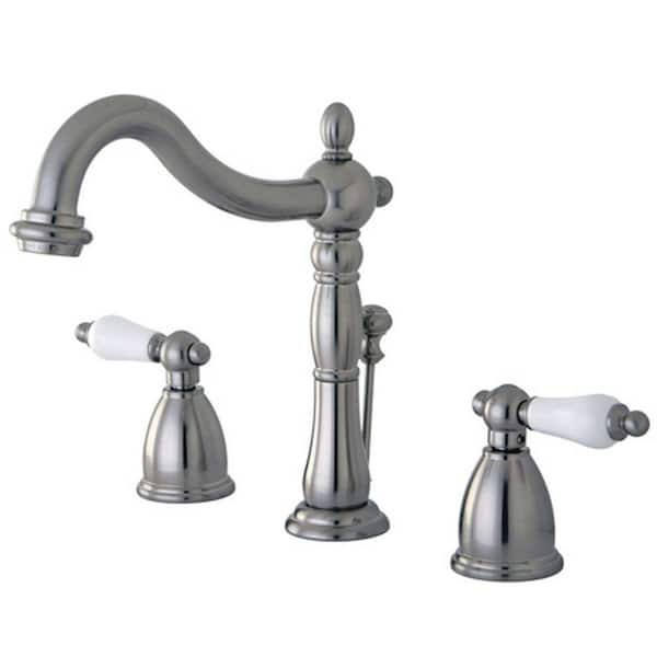 Kingston Brass Victorian 8 in. Widespread 2-Handle Bathroom Faucet in Brushed Nickel