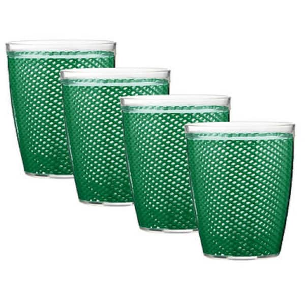 Kraftware Fishnet 14 oz. Emerald Insulated Drinkware (Set of 4)