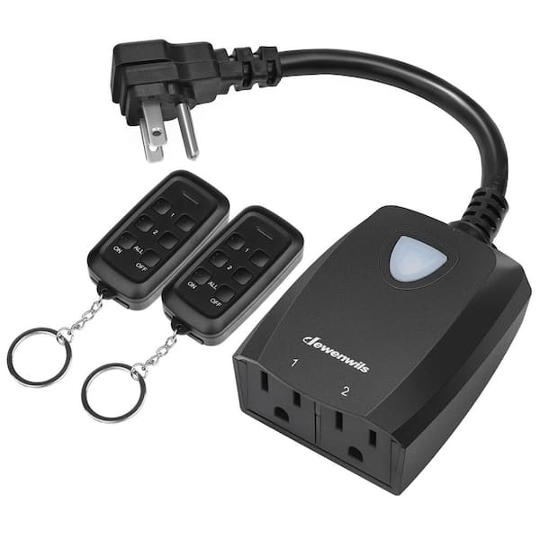 Outdoor Wireless Remote Control Outlet, 2 Independent Control Sockets Weatherproof