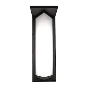 7 in. 1-Light Black Modern Outdoor/Indoor Waterproof Wall Sconce Wall Light with White PC Shade for Garden Yard Hallway