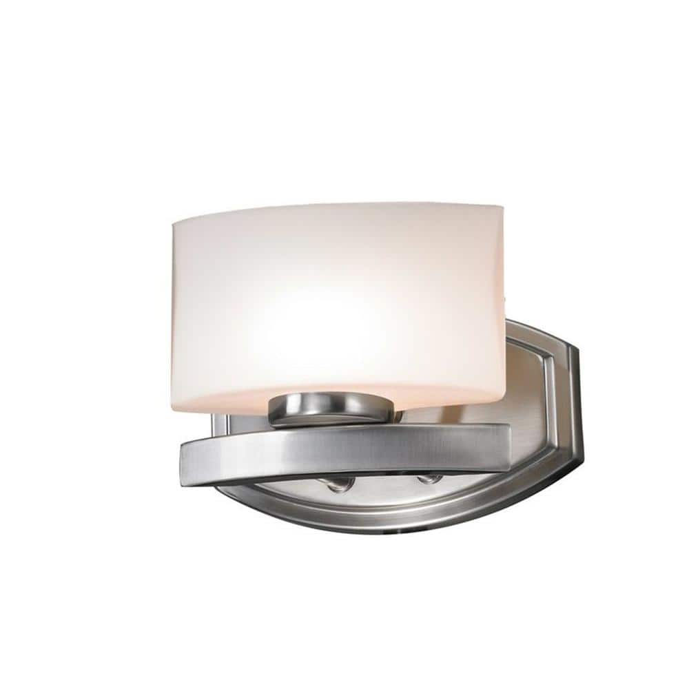 Galati 8 in. 1-Light Brushed Nickel Vanity Light with Matte Opal Glass Shad
