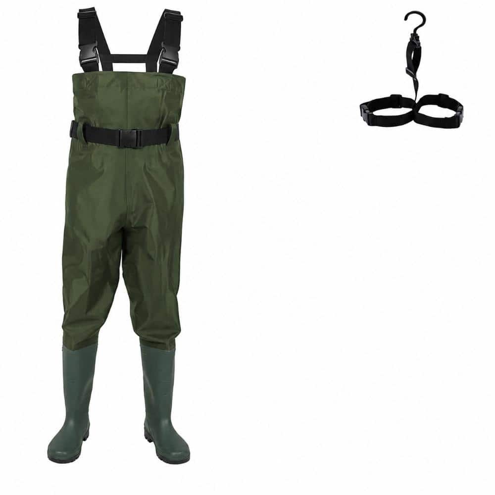 Kids Army Green PVC and Nylon Lightweight Breathable Chest Waders with Non-Slip Rubber Boots price history on PriceWatchPro