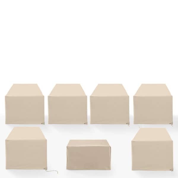 CROSLEY FURNITURE 7-Pieces Tan Outdoor Sectional Furniture Cover Set