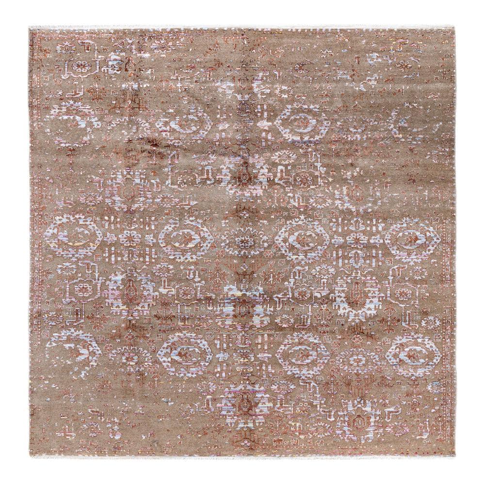 Ikat Brown 8 X 10 Hand-Knotted Wool Silk Indoor Area Rug price history on PriceWatchPro