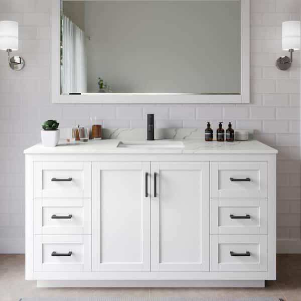 Wyndham Collection Miranda 60 in. W x 22 in. D x 33.75 in. H Single Bath Vanity in White with Giotto Quartz Top