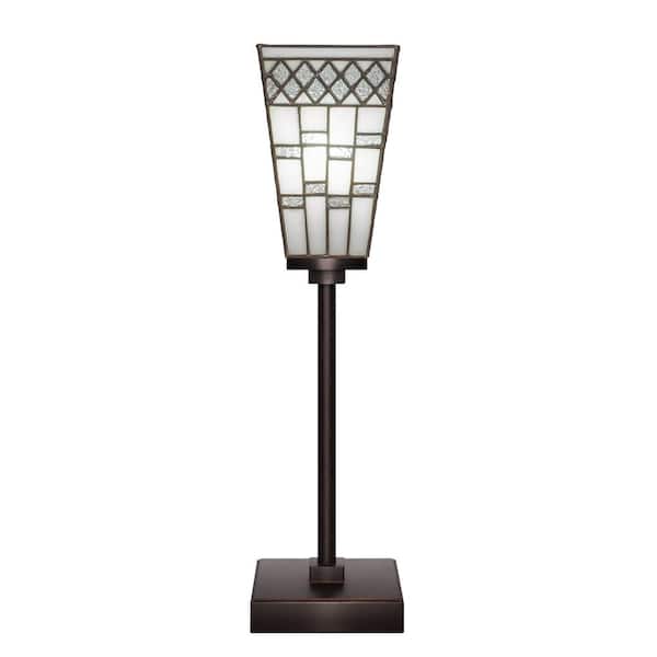Unbranded Quincy 18 in. Dark Granite Accent Lamp with Glass Shade