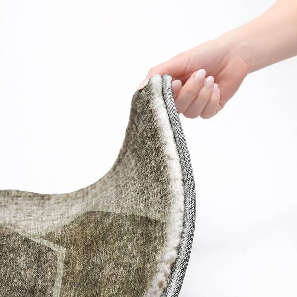 Dream Shag Premium Machine Washable Abstract ADS679 Taupe 2 ft. x 7 ft. Runner Rug