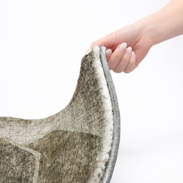 Dream Shag Premium Machine Washable Abstract ADS679 Taupe 3 ft. x 5 ft. Area Rug