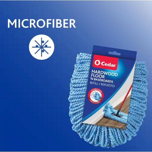 Hardwood Floor N Baseboard Mop Head Replacement, Machine Washable Microfiber Refill (1-Pack)