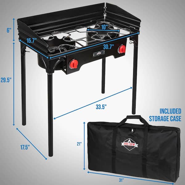 Dual Burner Stove with Built-In Griddle and Igniter – HikeCrew