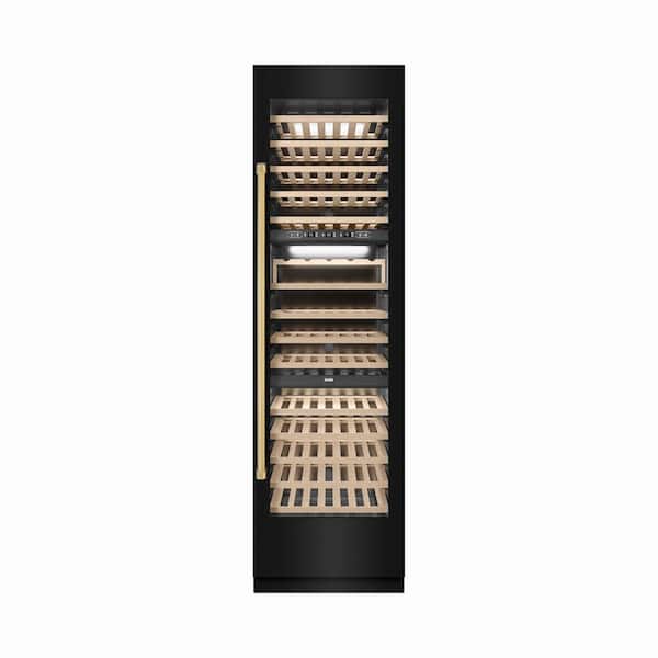 Autograph Edition 24 in. Triple Zone 100-Bottle Column Wine Cooler in Black Stainless with Polished Gold Accents