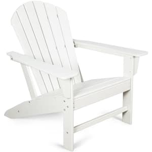 Traditional Curveback White Plastic Outdoor Patio Adirondack Chair Set of 1