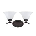 2-Light Oil Rubbed Bronze Vanity Light with Frosted Glass Shade