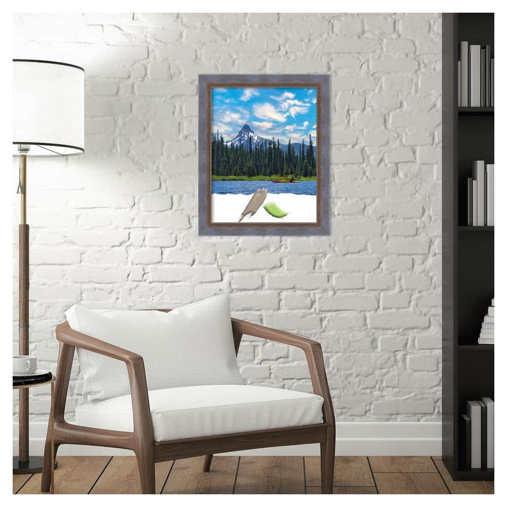 Two-Tone Blue and Copper Pine Wood Wall Picture Frame