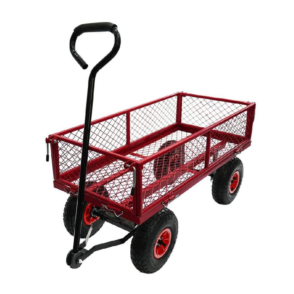 3 cu. ft. Steel Mesh Garden Cart with Removable Sides, 10 in. Wheels and 18