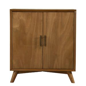 Wooden Brown Small Bar Cabinet with 2-Doors and Splayed Legs