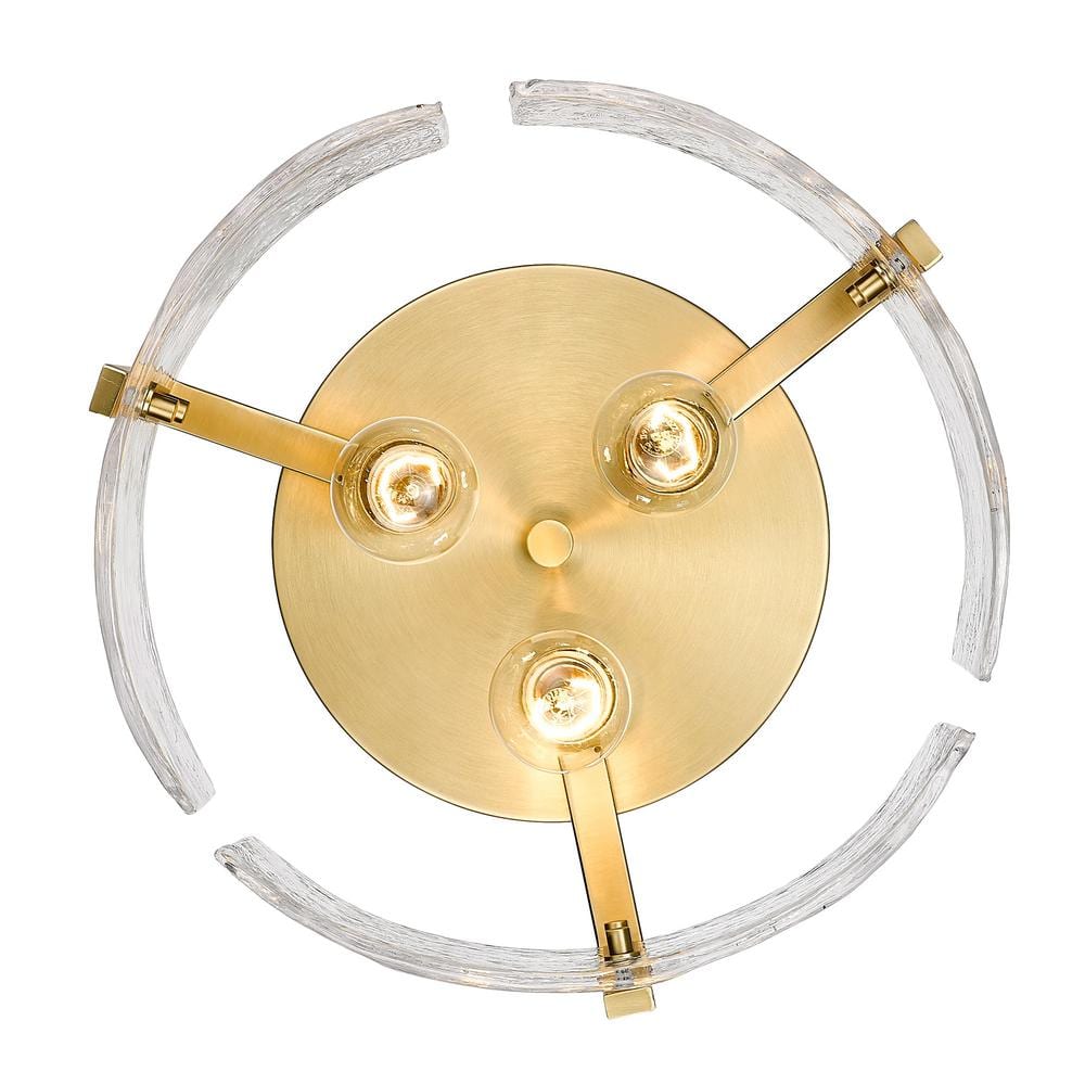 Aenon 15" Brushed Champagne Bronze Glass Flush Mount