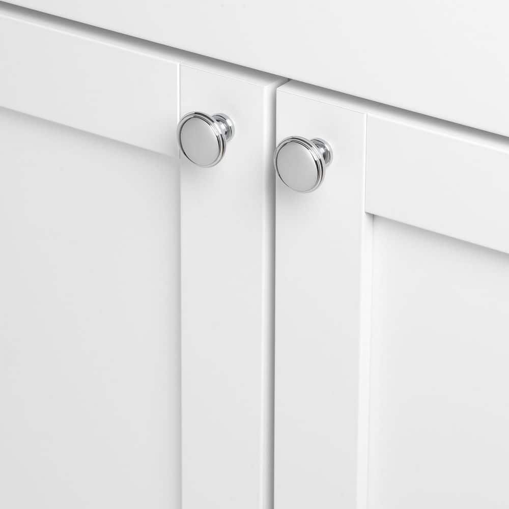 Polished Chrome Round Cabinet Knob with Mounting Hardware
