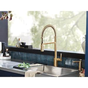Align Touchless Single Handle Pull-Down Sprayer Kitchen Faucet, MotionSense Wave and Spring Spout in Brushed Gold