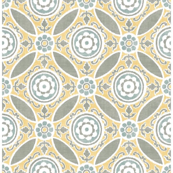 A-Street Prints Maya Yellow Medallion Paper Strippable Roll (Covers 56.4 sq. ft.)