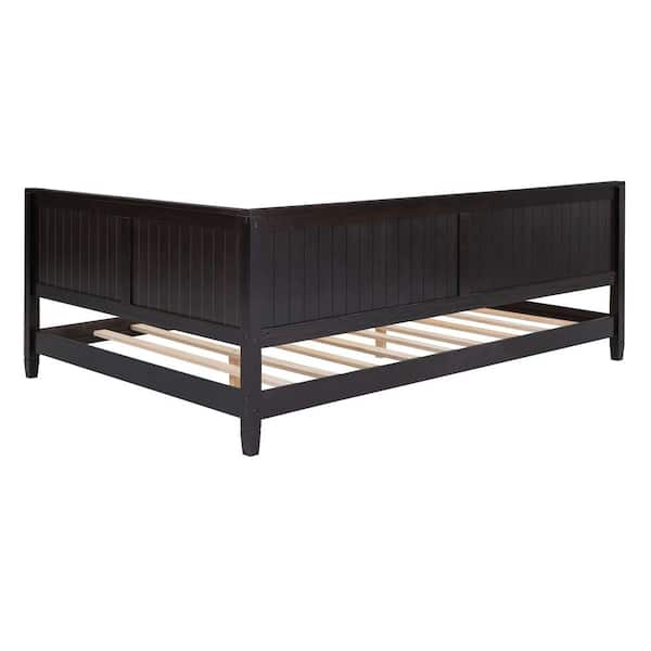 Harper & Bright Designs Gray Wood Frame Full Size Daybed with Semi-Enclosed Bed  Rail QMY196AAE-F - The Home Depot