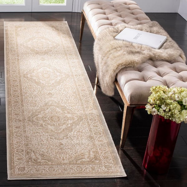 Noble 2 ft. x 8 ft. Light Beige/Cream Medallion Oriental Runner Rug