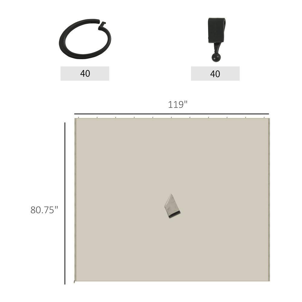 Beige Outdoor Polyester Gazebo Sidewall Set with Hooks