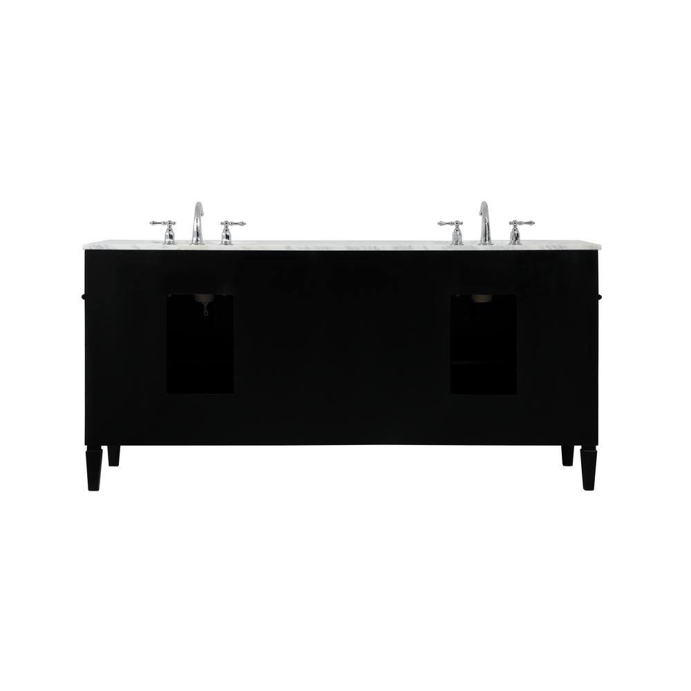 Black Double Sink Vanity with Carrara Marble Top, 72"