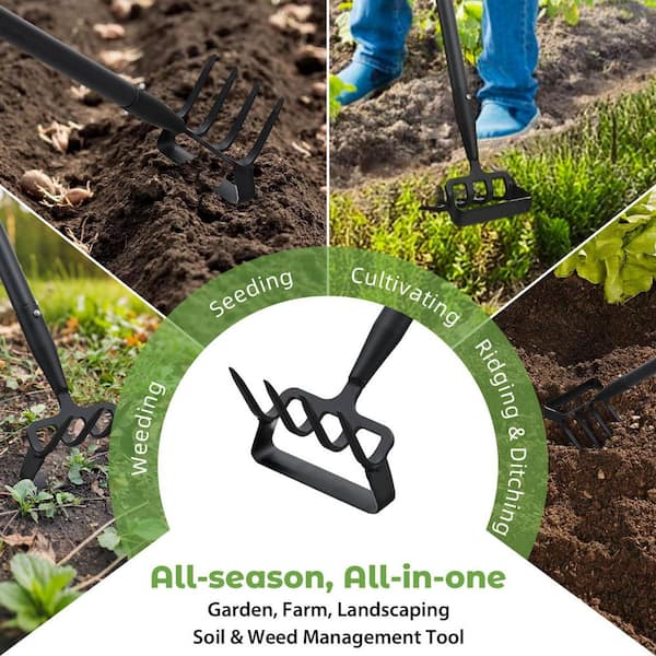 62 in. Steel Handle Stirrup Hoe and Cultivator-2-in-1 Heavy Duty Garden Hoe for Weeding, Loosening Soil, Cultivating