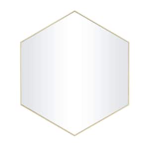 21 in. x 24 in. Hexagon Geometric Framed Gold Wall Mirror with Thin Minimalistic Frame
