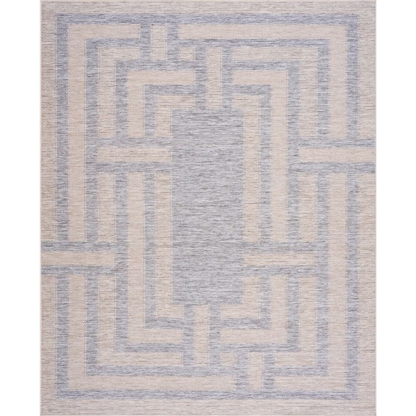 Tayse Rugs Bailey Natural 5 ft. x 7 ft. Transitional Geometric Flat Weave Polypropylene Rectangle Indoor/Outdoor Area Rug