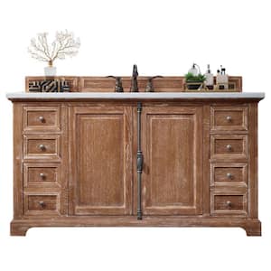 Providence 60 in. W x 23.5 in.D x 34.3 in. H Single Bath Vanity in Driftwood with Quartz Top in Eternal Jasmine Pearl