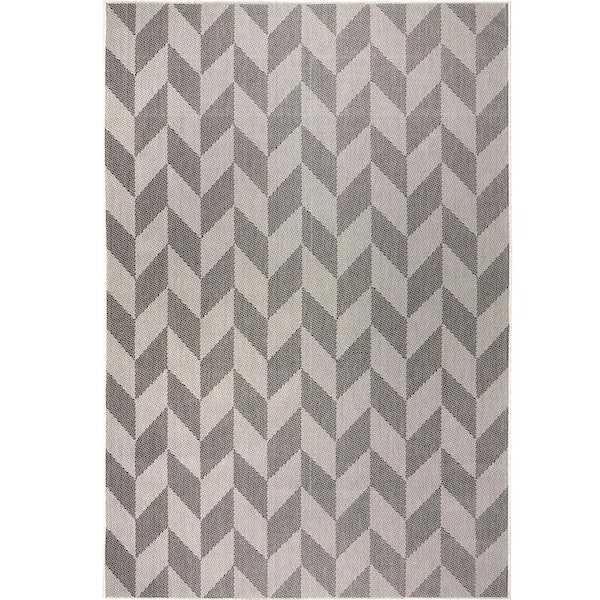 Patio Country Calla Black/Gray 5 ft. x 7 ft. Geometric Indoor/Outdoor Area Rug