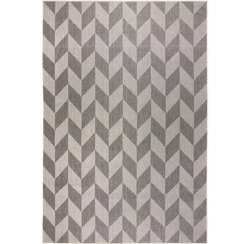 Nicole Miller Black and Gray Geometric Synthetic Indoor/Outdoor Rug