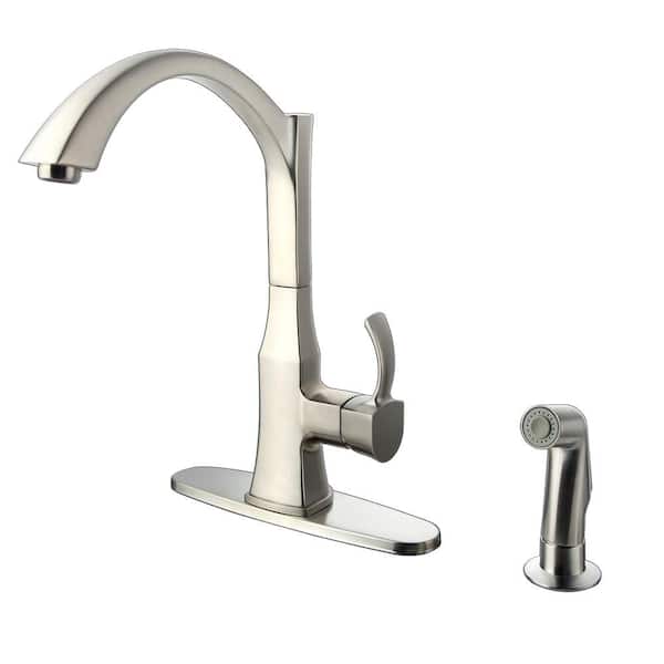 Glacier Bay Single-Handle Decorative Kitchen Faucet with Side Sprayer in Stainless Steel