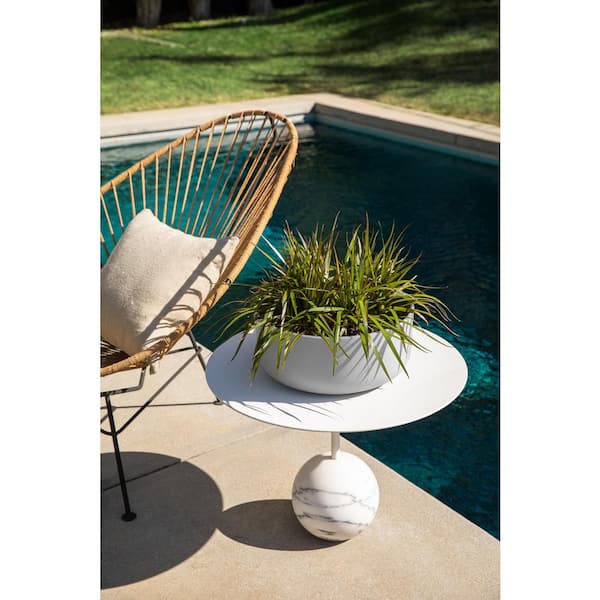 Kona Bowl 14 in. Round White Plastic Planter