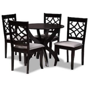 Sandra 5-Piece Grey and dark brown Dining Set