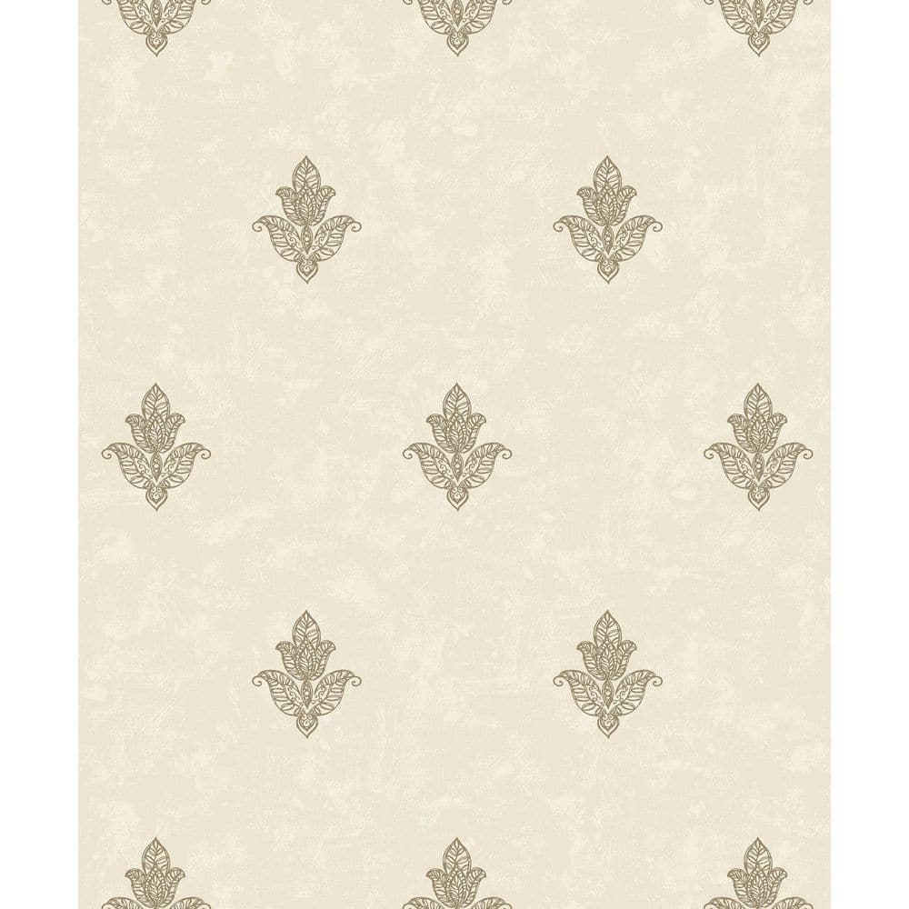 Emporium Collection Cream and Gold Mehndi Motif Embossed Metallic Finish No