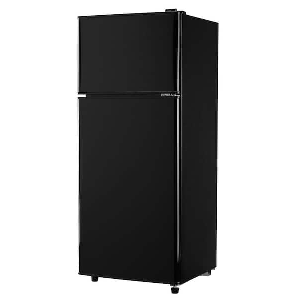 JEREMY CASS 4 cu. ft. Mini Refrigerator with 1.2 cu. ft. Top Door Freezer in Black, 7-Level Temp Adjustable