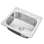 eModernDecor Top Mount Drop-In Stainless Steel 18-Gauge 25 in. x 22 in ... image.