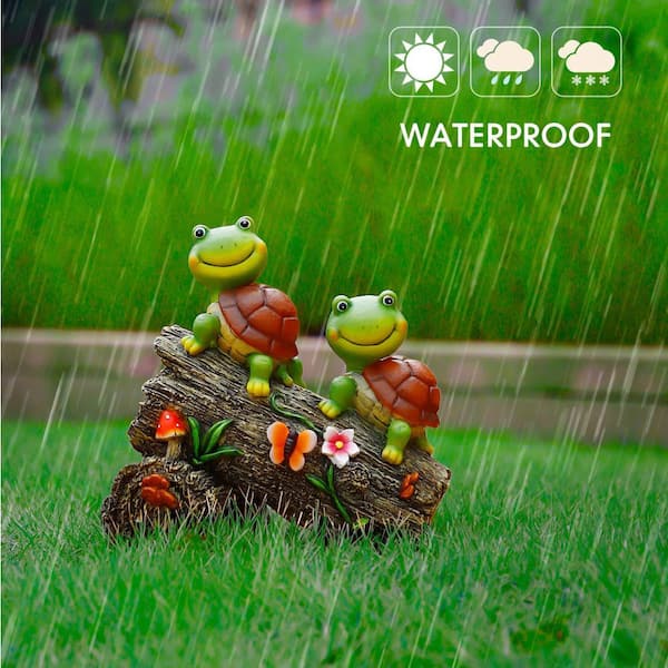 OGETFUUR Garden Turtle Figurines Outdoor Decorations, Solar
