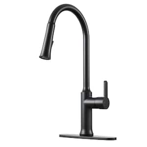 Single Handle Pull Down Sprayer Kitchen Faucet with Dual-Function Pull out Sprayer Head, Stainless Steel in Matte Black